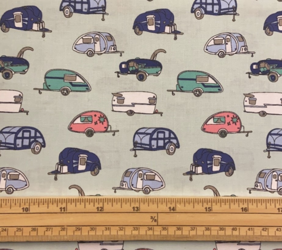Fat Quarter Tiny Print Nation Mint Green Caravans 100% Cotton Quilting Fabric