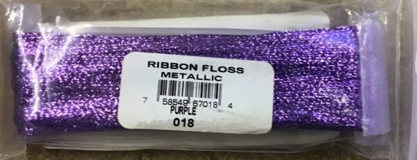 YLI Metallic Ribbon Floss 2mm Wide x 13.5m Long Purple 018