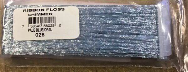 YLI Shimmer Ribbon Floss - 2mm Wide x 13.5m Long - Pale Blue Opal 028