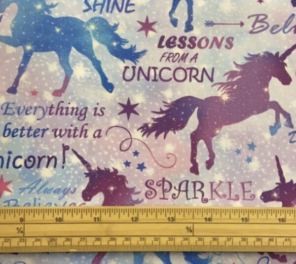 Fat Quarter Unicorn Dreams Believe Unicorns Allover Light 100% Cotton Quilting Fabric