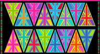 Union Jack Flags Bunting Funky Rainbow 100% Cotton Quilting Panel Fabric