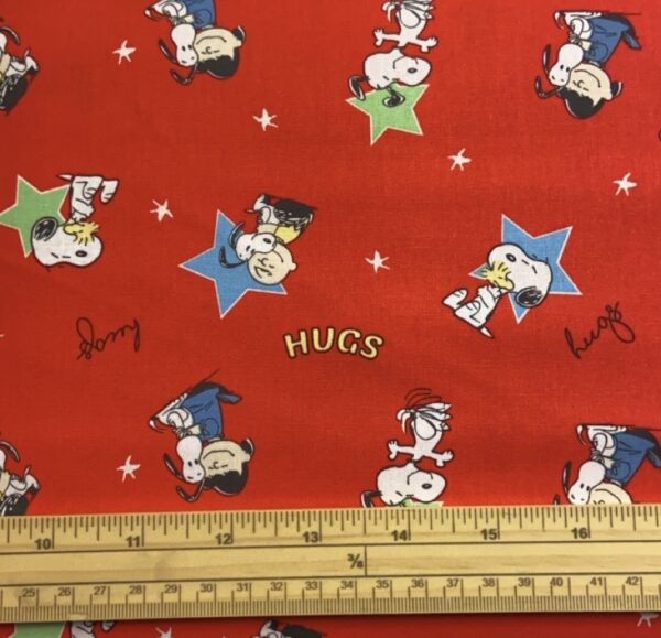 Fat Quarter Peanuts Snoopy Charlie Brown Hug A Puppy Red 100% Cotton Quilting Fabric