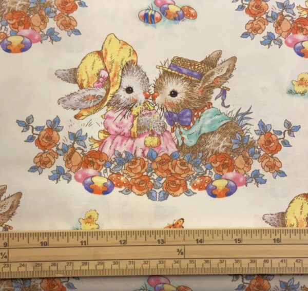 Fat Quarter Bunny Tails Easter Bunny Flower Fields 100% Cotton Quilting Fabric