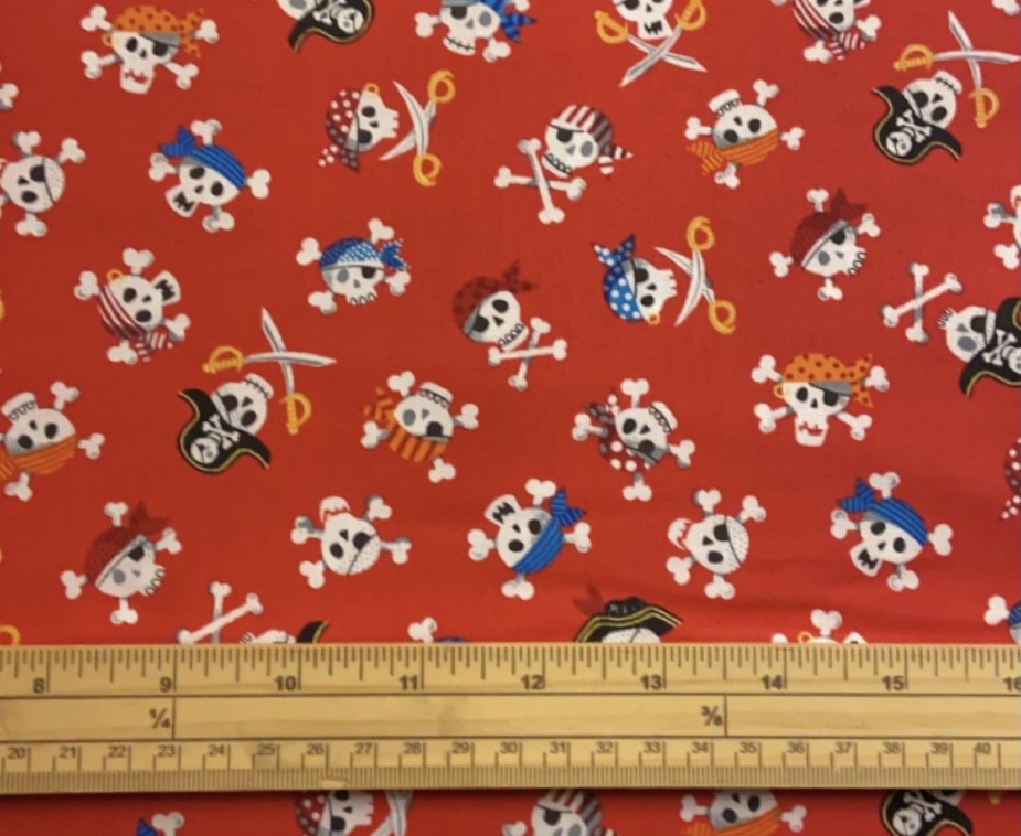 Fat Quarter Pirate Skulls Allover Red Allover Cotton Quilting Fabric