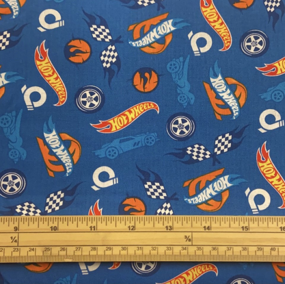 Fat Quarter Hot Wheels Icons Cars And Logo Navy 100% Cotton Fabric