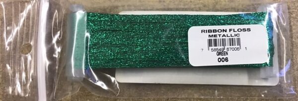 YLI Metallic Ribbon Floss - 13.5m - Green 006