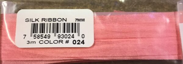 YLI Silk Ribbon - 7mm Wide x 3m Long - Medium Melon 024