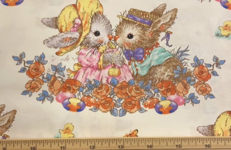 Fat Quarter Bunny Tails Easter Bunny Flower Fields 100% Cotton Quilting Fabric