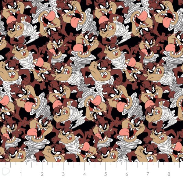 Fat Quarter Looney Tunes Retro Taz Stack Cartoon 100% Cotton Quilting Fabric