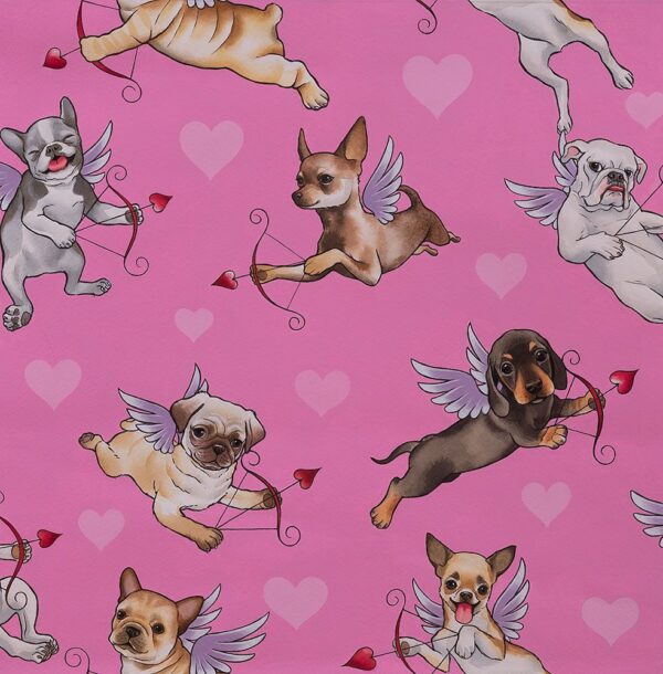 Fat Quarter Puppy Love Dogs On Pink Allover 100% Cotton Quilting Fabric