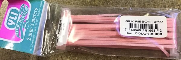 Silk Ribbon YLI - 4mm Wide x 3m Long - Pink - Shade 08