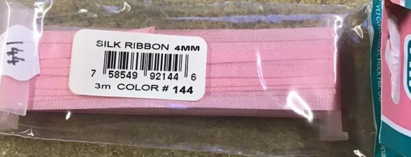YLI Silk Ribbon 4mm Wide x 3m Long Light Magenta 144