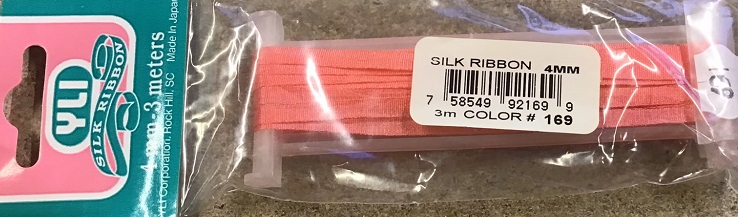 YLI Silk Ribbon 4mm Wide x 3m Long Coral 169