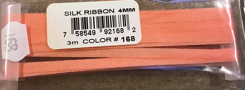 YLI Silk Ribbon 4mm Wide x 3m Long Apricot 168