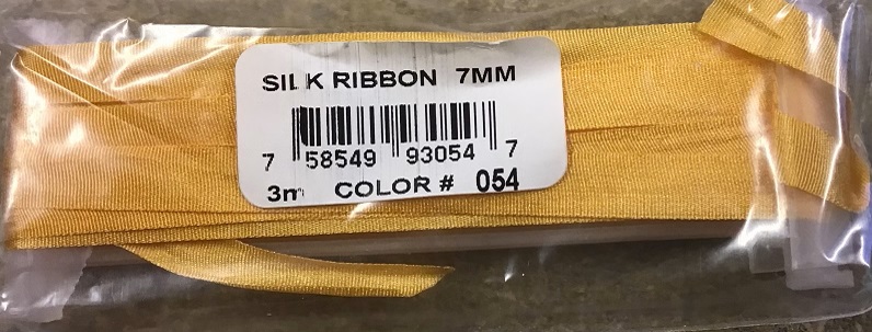 YLI Silk Ribbon - 7mm Wide x 3m Long - Amber Shade 054