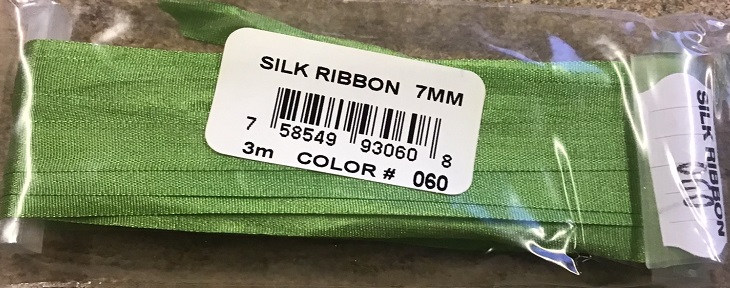 YLI Silk Ribbon 7mm Wide x 3m Long Light Moss Green Shade 060