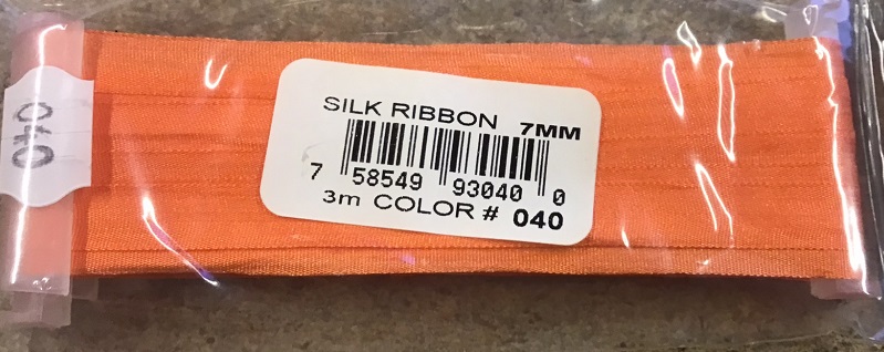 YLI Silk Ribbon 7mm Wide x 3m Long Orange Shade 040