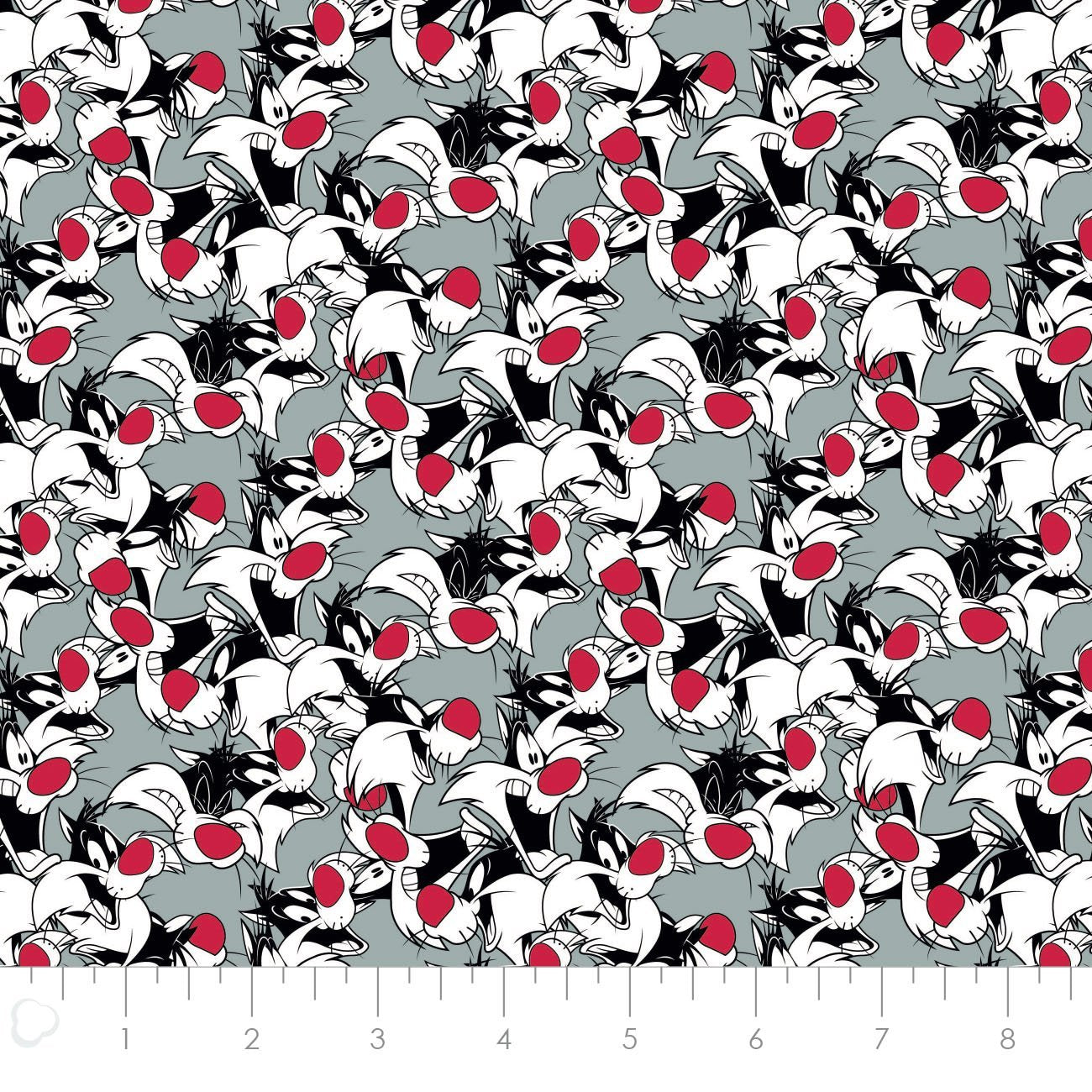 Fat Quarter Looney Tunes Retro Sylvester Cat Stack Cartoon Grey 100% Cotton Quilting Fabric