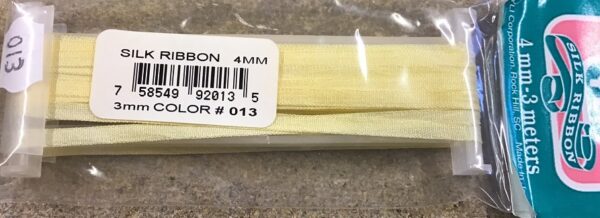 YLI Silk Ribbon 4mm Wide x 3m Long Light Gold Shade 013