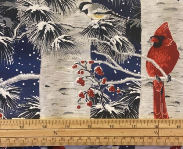 Fat Quarter A Cardinal Christmas Woodland Glitter 100% Cotton Quilting Fabric