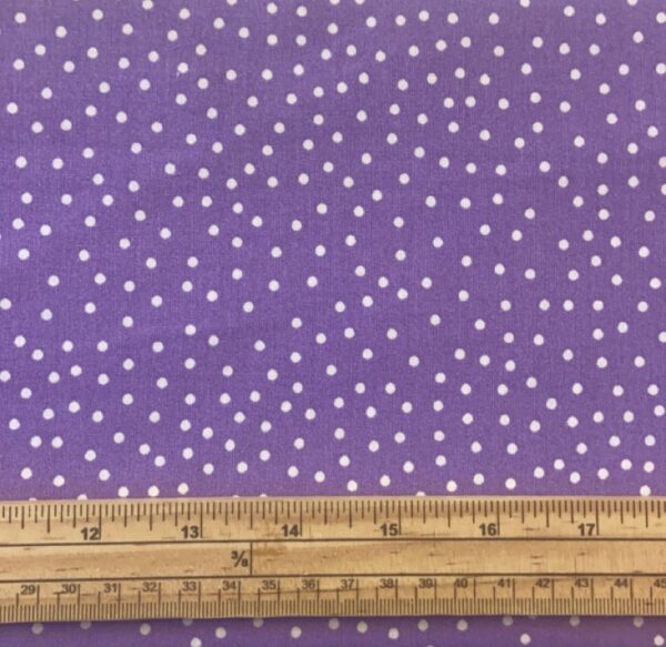 Fat Quarter Dot Mania White Polka Dots On Purple 100% Cotton Quilting Fabric