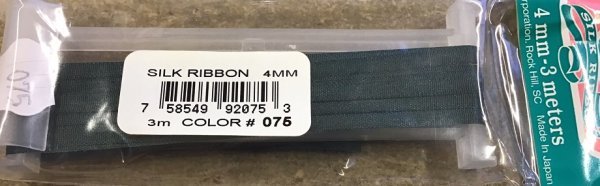 YLI 4mm Silk Ribbon 3m - Dark Teal Green 075