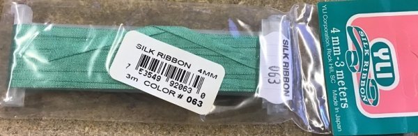 YLI Silk Ribbon 4mm Wide x 3m Long Light Sea Green Shade 063