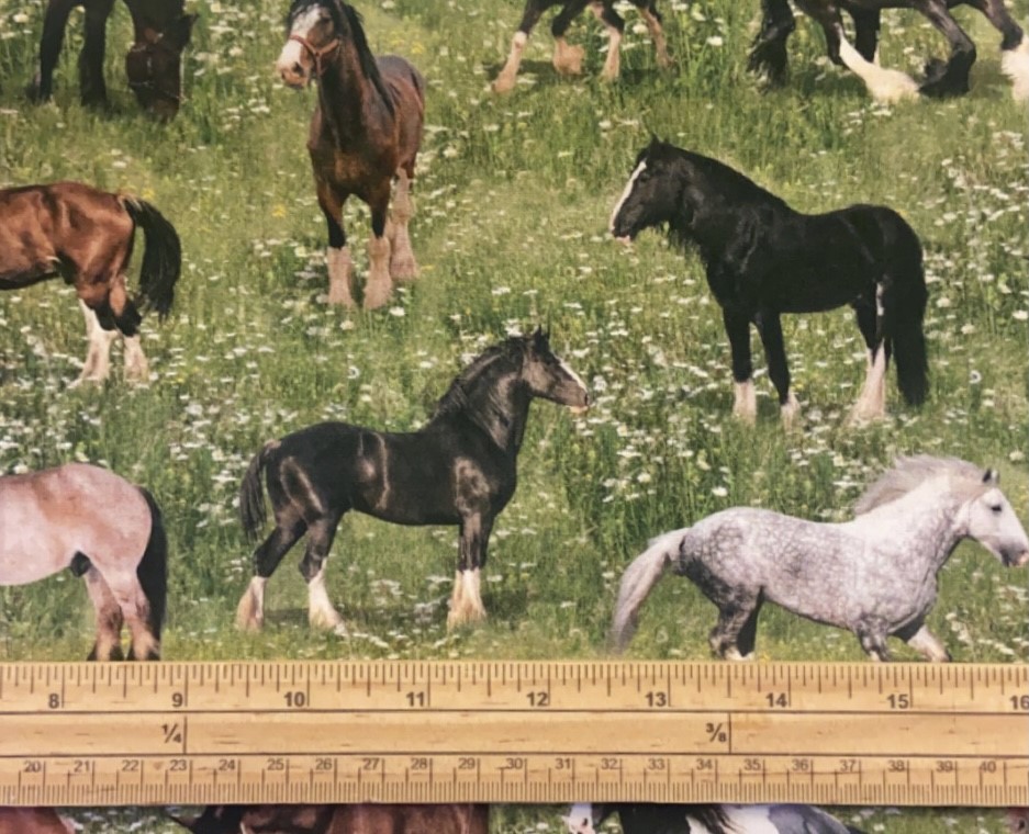 Fat Quarter Heavy Horses In The Fields Allover 100% Cotton Quilting Fabric