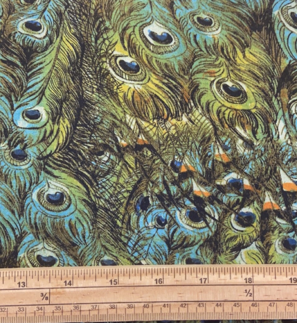 Fat Quarter Peacock Arbor Feathers Cotton Quilting Fabric