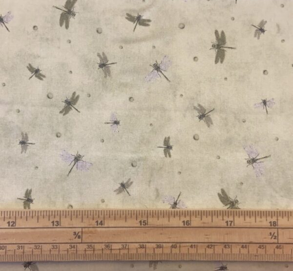 Fat Quarter Curiosity Dragonfly On Green 100% Cotton Fabric