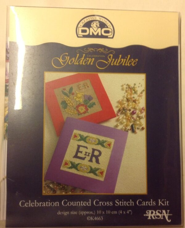 Queen's Jubilee Celebration Cross Stitch Cards Kit - DMC - 14 Count - 4" x 4" - Image 3