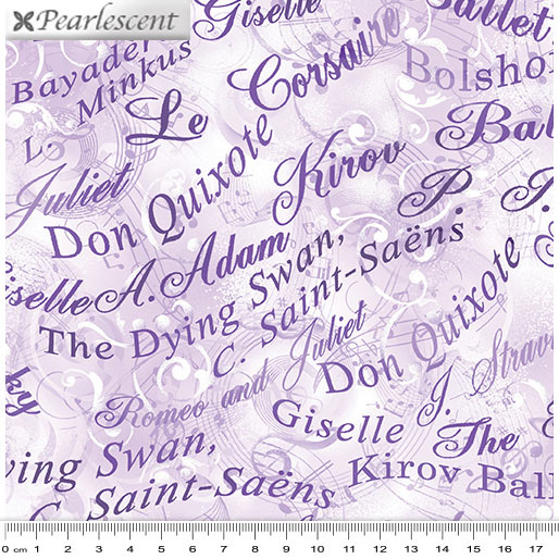 Fat Quarter Pearl Ballet Purple Words Allover 100% Cotton Quilting Fabric