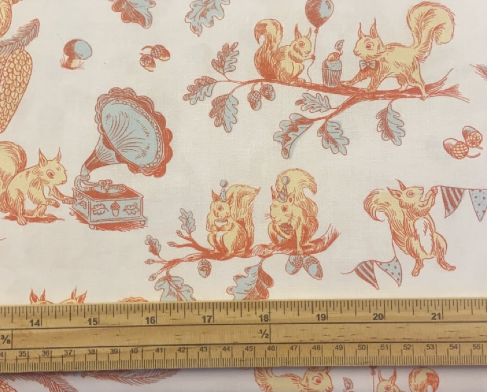 Fat Quarter Festival Fauna Birthday Celebration Squirrels 100% Cotton Fabric