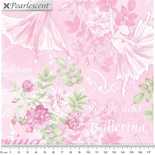 Fat Quarter Pearl Ballet Ballerina Floral Theater Pink 100% Cotton Quilting Fabric