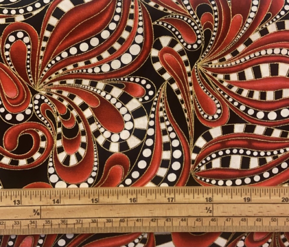 Fat Quarter Cat-I-Tude Christmas Paisley Style Red 100% Cotton Quilting Fabric