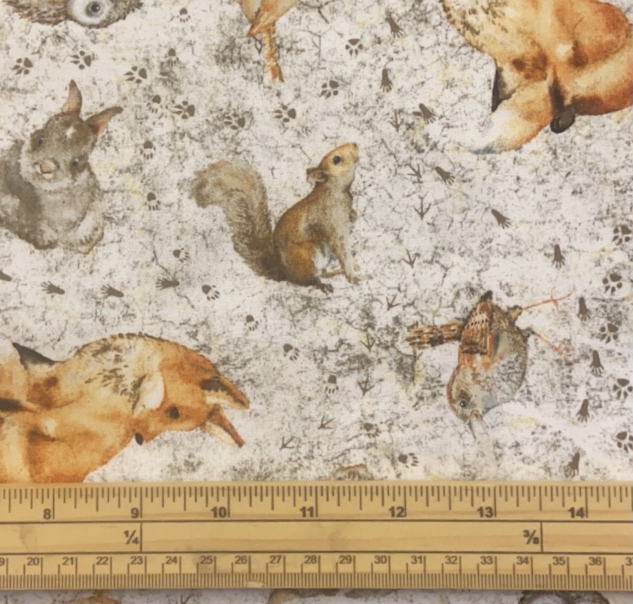Fat Quarter Tenderwood Footprint Toss Wildlife 100% Cotton Quilting Fabric
