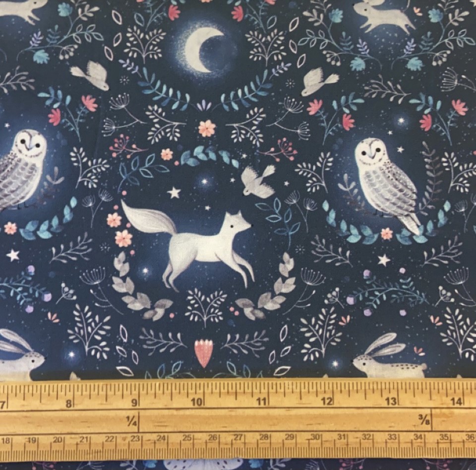 Fat Quarter Nightfall Woodland Animals In Floral Frames 100% Cotton Fabric