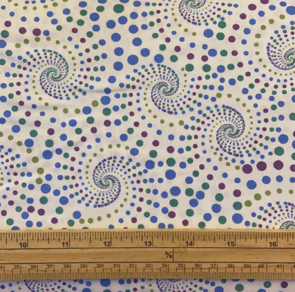 Fat Quarter 'Horsen Around' Dizzy Dots Spirals Cotton Fabric - White - Image 2