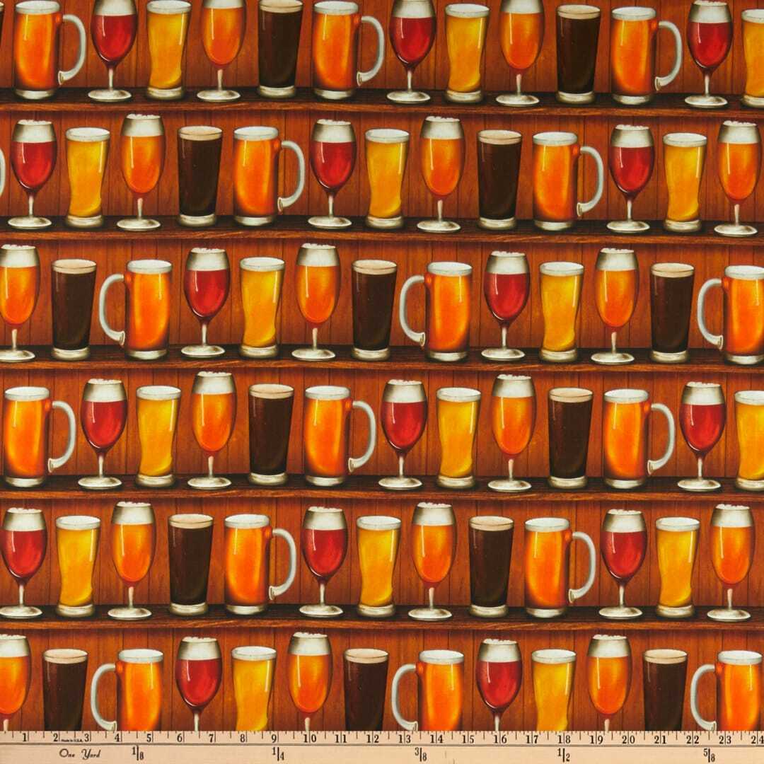 Fat Quarter Cheers Celebration Drinks Pub Shelf 100% Cotton Quilting Fabric