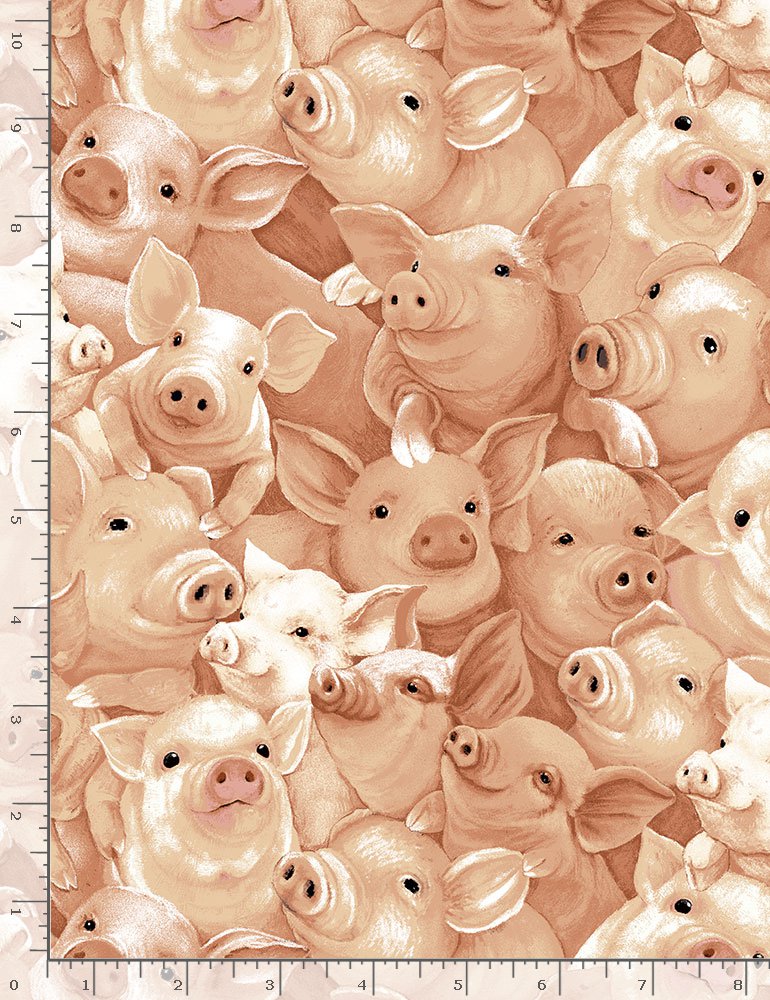 Fat Quarter Blakes Farm Pink Pigs Allover 100% Cotton Quilting Fabric