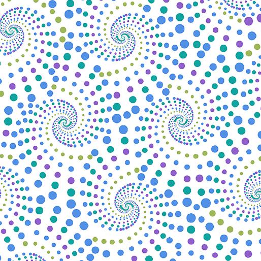 Fat Quarter 'Horsen Around' Dizzy Dots Spirals Cotton Fabric - White