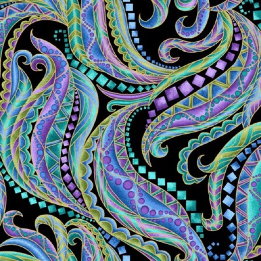 Fat Quarter 'Horsen Around' Metallic Horse Swirl 100% Cotton Fabric - Black - Image 3