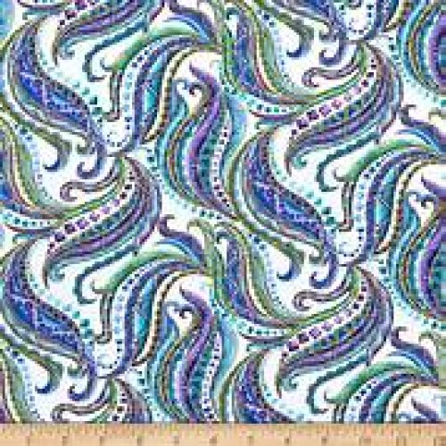 Fat Quarter 'Horsen Around' Metallic Horse Swirl 100% Cotton Fabric - White - Image 3