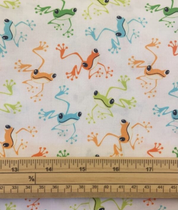 Fat Quarter Glow In The Dark Toadally Cool Frogs White 100% Cotton Fabric