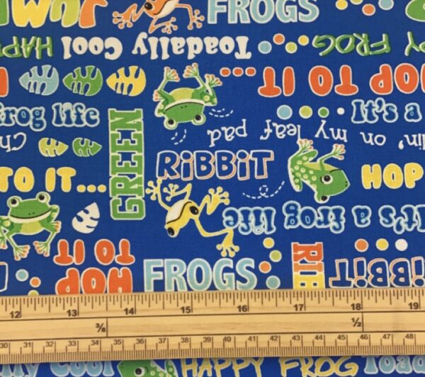 Fat Quarter Glow In The Dark Toadally Cool Words Dark Blue 100% Cotton Fabric