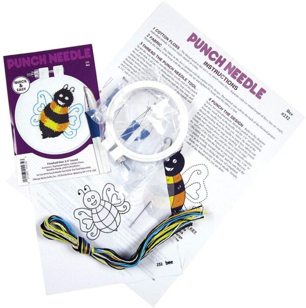 Design Works Punch Needle Kit 3.5" Round-Bee Quick and Easy - Image 3