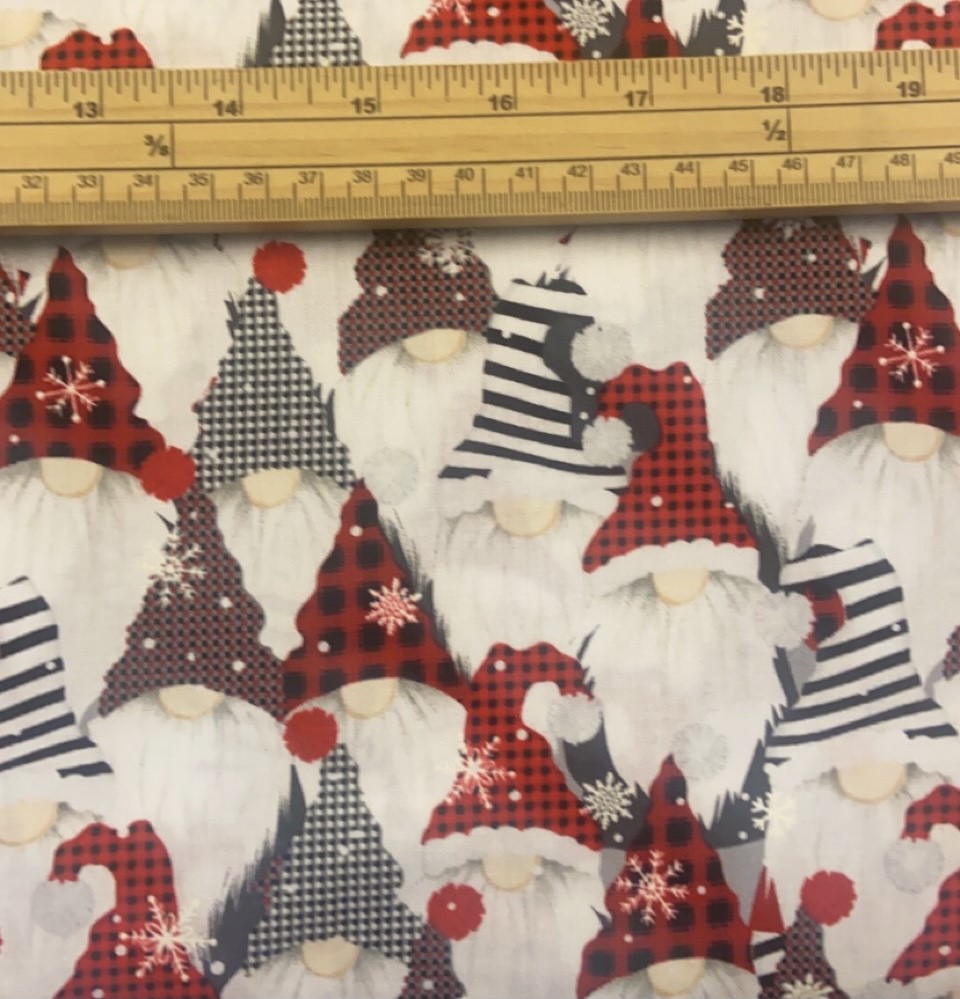 Fat Quarter Holidays Christmas Gnomes Gonks 100% Cotton Quilting Fabric