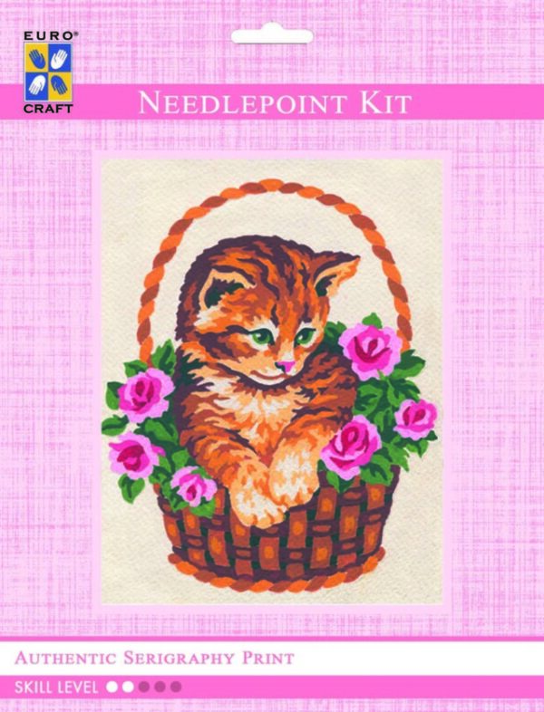 Kitten in a Basket Needlepoint Tapestry Kit