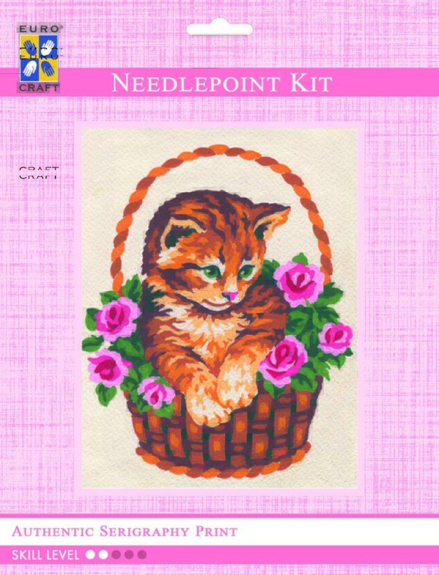 Kitten in a Basket Needlepoint Tapestry Kit