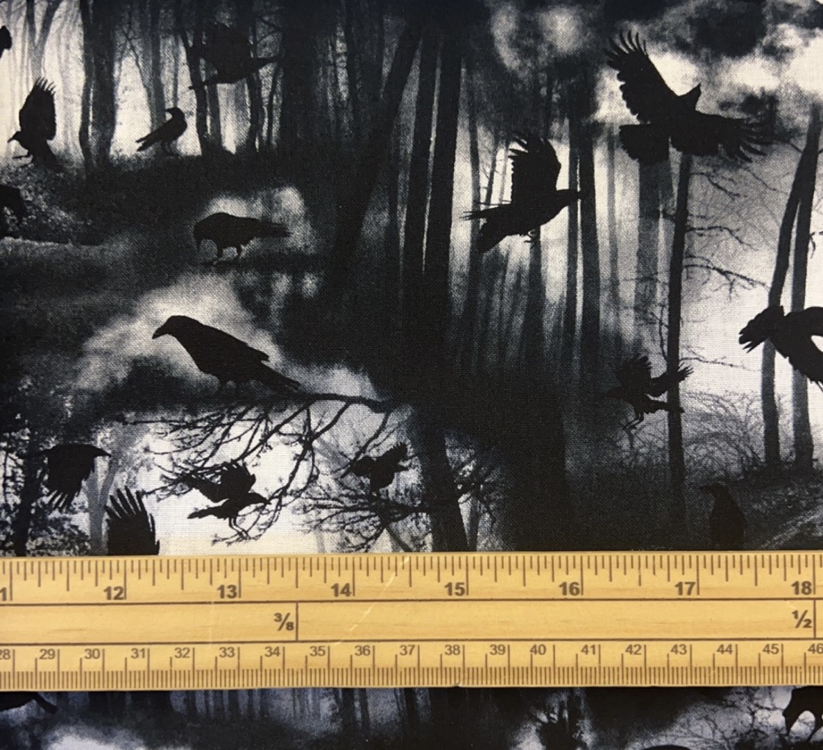 Fat Quarter Wicked Moonlight Raven Woods 100% Cotton Quilting Fabric